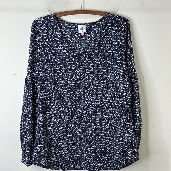 CAbi 5336 Te Amo Blouse Blue White Size Medium - Picture 16 of 16